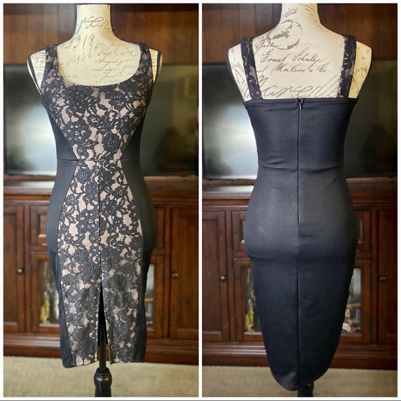 Mystic Dresses & Skirts - SOLD! Mystic Front Slit and Lace Black Dress